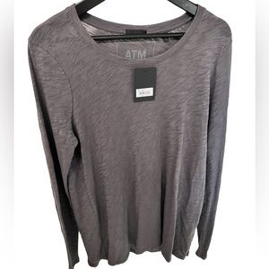 NWT ATM GREY LONG SLEEVE TEE ANTHONY THOMAS MELILLO BEAUTIFUL COTTON WOVEN KNIT